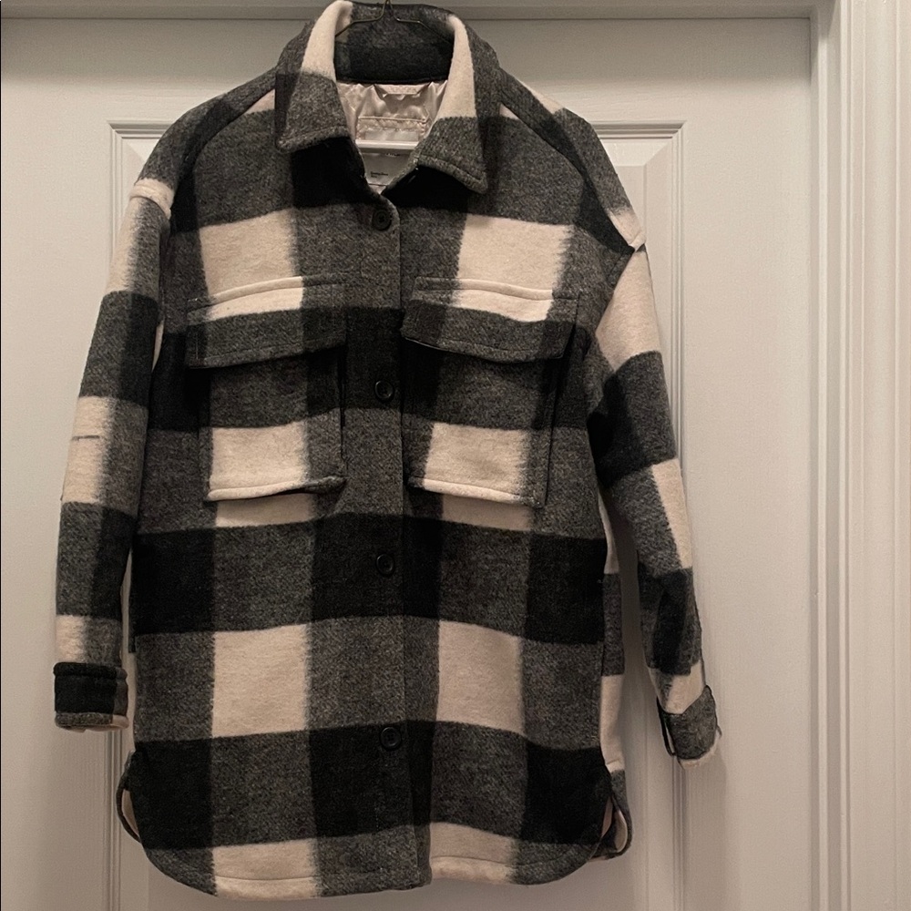 Abercrombie & Fitch Black and White Plaid‎ Utility Jacket